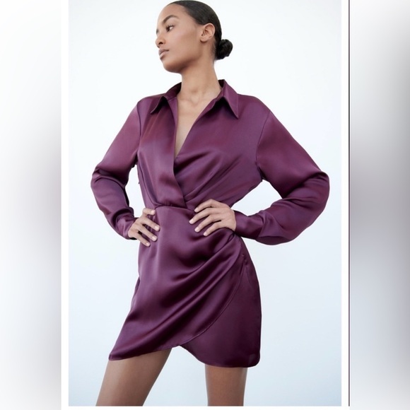 ZARA LIKE NEW MINI SATIN EFFECT DRESS - Picture 3 of 9